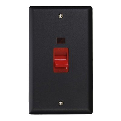 Varilight Vertical Cooker Switch With NeonUrban/vogue Matt Black With Red InsertXy45N.mb from B&Q