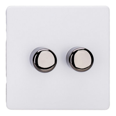 Varilight Double V-Pro Multiway Dimmer 2 X 120W LedScrewless Primed Ready To Paint With Iridium KnobsJdym102Is.pd from B&Q