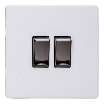 Varilight Double Rocker Light Switch 2-Way & IntermediateScrewless Primed Ready To Paint With Chrome RockersXdy71S.pd from B&Q