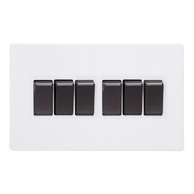 Varilight 6-Gang Rocker Light Switch 2-WayScrewless Primed Ready To Paint With Iridium RockersXdy96Is.pd from B&Q