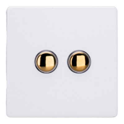 Varilight Double Impulse Light Switch 2-WayScrewless Primed Ready To Paint With Polished Brass ButtonsXdyp2Vs.pd from B&Q