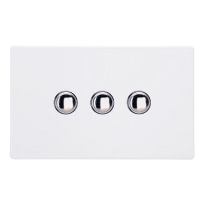 Varilight Triple Impulse Light Switch 2-WayScrewless Primed Ready To Paint With Chrome ButtonsXdyp3S.pd from B&Q