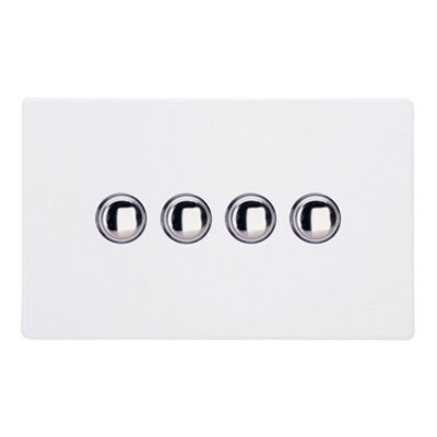 Varilight Quad Impulse Light Switch 2-WayScrewless Primed Ready To Paint With Chrome ButtonsXdyp4S.pd from B&Q