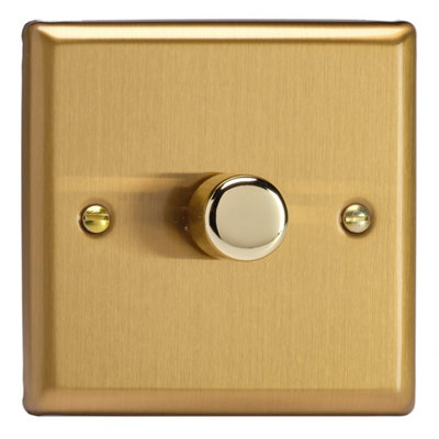 Varilight Single V-Pro Multiway Dimmer 1 X 120W LedClassic Brushed Brass With Polished Brass KnobJbm101 from B&Q