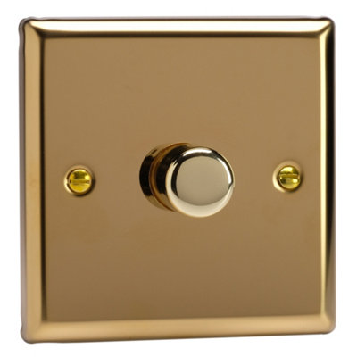 Varilight Single V-Pro Smart Wi-Fi Dimmer 1 X 120W LedClassic Victorian Brass With Polished Brass KnobJvsm101 from B&Q