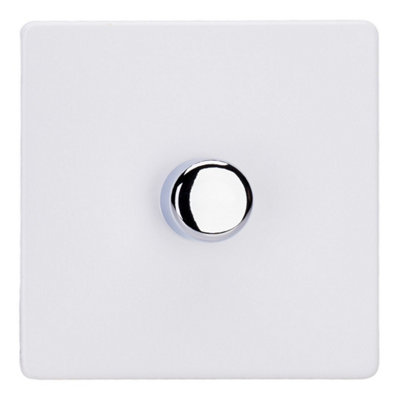Varilight Single V-Pro Smart Wi-Fi Dimmer 1 X 120W LedScrewless Primed Ready To Paint With Polished Chrome KnobJdysm101S.pd from B&Q