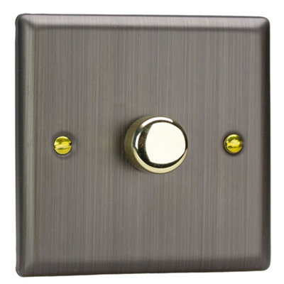 Varilight Single V-Pro Smart Wi-Fi Dimmer 1 X 120W LedUrban Antique Brass With Polished Brass KnobJysm101.ab from B&Q