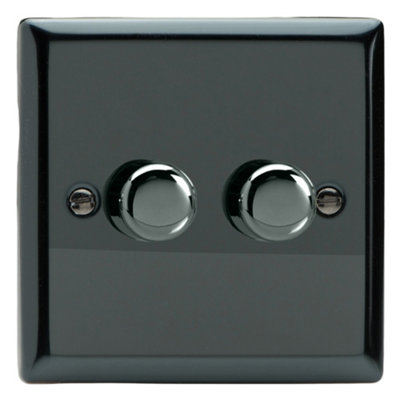 Varilight Double V-Pro Smart Wi-Fi Dimmer 2 X 120W LedClassic Iridium With Iridium KnobVjism102 from B&Q