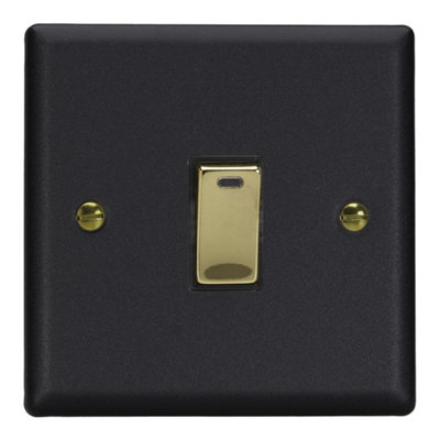 Varilight Single 20A Double Pole Switch With NeonVogue Matt Black With Polished Brass RockerXy20Nv.mb from B&Q