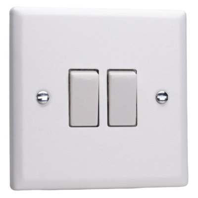 Varilight Double Rocker Light Switch 2-Way & IntermediateUrban Chalk White With White RockerXy71W.cw from B&Q