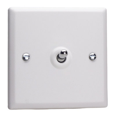 Varilight Single Toggle Light Switch 2-WayUrban Chalk White With Chrome ToggleXyt1.cw from B&Q