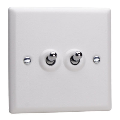 Varilight Double Toggle Light Switch 2-WayUrban Chalk White With Chrome TogglesXyt2.cw from B&Q
