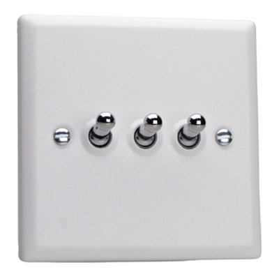 Varilight Triple Toggle Light Switch 2-WayUrban Chalk White With Chrome TogglesXyt3.cw from B&Q
