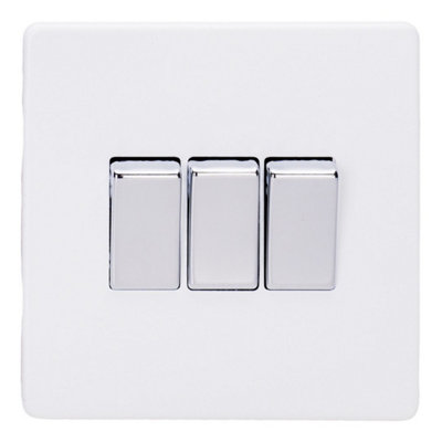Varilight Triple Rocker Light Switch 2-WayScrewless Primed Ready To Paint With Chrome RockersXdy3S.pd from B&Q