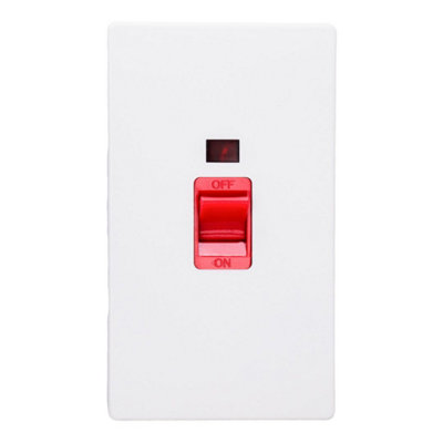 Varilight Vertical Cooker Switch With NeonScrewless Primed Ready To Paint With Red InsertXdy45Ns.pd from B&Q