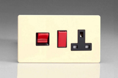 Varilight Xdy45Pnbs.pd Screwless Primed 45A Dp Cooker Switch + 13A Switched Socket from B&Q