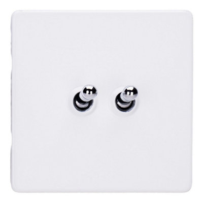 Varilight Double Toggle Light Switch 2-WayScrewless Primed Ready To Paint With Chrome TogglesXdyt2S.pd from B&Q