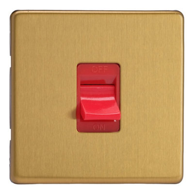 Varilight Single Cooker SwitchScrewless Brushed Brass With Red InsertXdb45Ss from B&Q