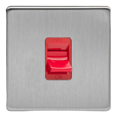 Varilight Single Cooker SwitchScrewless Brushed Steel With Red InsertXds45Ss from B&Q