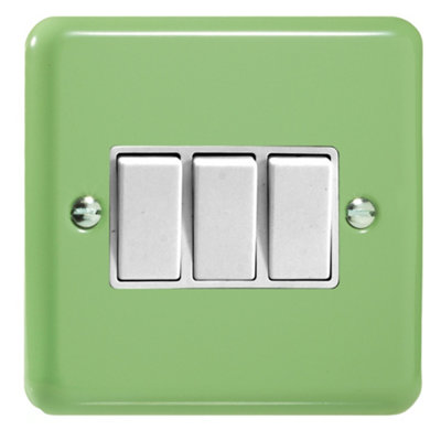 Varilight Triple Rocker Light Switch 2-WayLily Beryl Green With White RockersXy3W.bg from B&Q