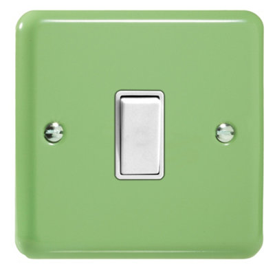 Varilight Single Rocker Light Switch IntermediateLily Beryl Green With White RockerXy7W.bg from B&Q