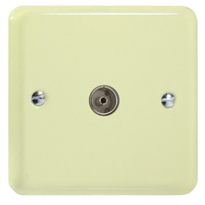 Varilight Single Tv Socket Co-AxialLily White Chocolate With Plain InsertXy8.wc from B&Q