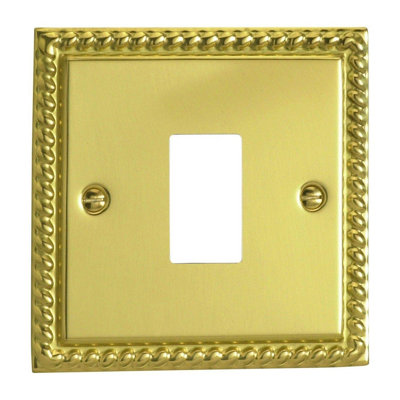 Modular Grid System Brass PowerGrid Plate Classic Georgian 1-Gang Yoke Included - Image 5