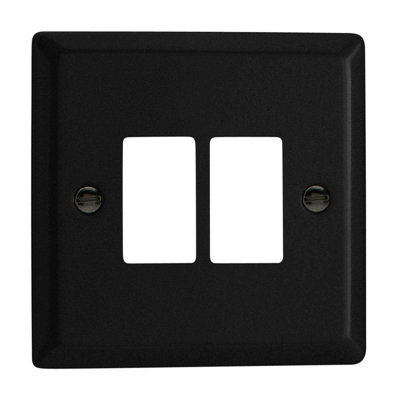 Varilight XYPGY2.MB Urban Matt Black 2-Gang Grid Plate (Single Plate) - Image 5