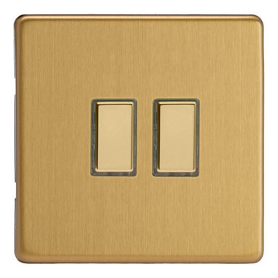 Varilight Double V-Pro Multi-Point Companion ControllerScrewless Brushed Brass With Polished Brass ButtonsJdbes002S from B&Q