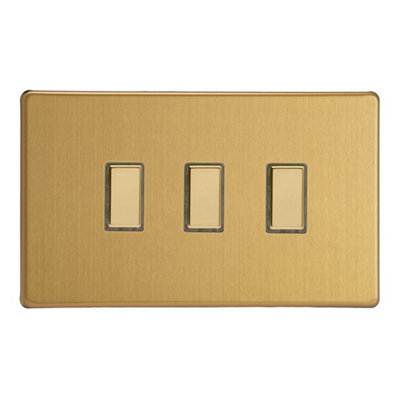Varilight Triple V-Pro Multi-Point Companion ControllerScrewless Brushed Brass With Polished Brass ButtonsJdbes003S from B&Q