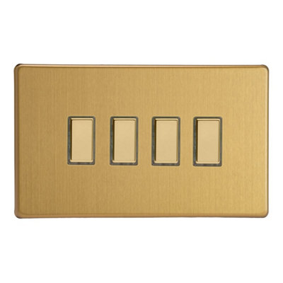 Varilight Quad V-Pro Multi-Point Companion ControllerScrewless Brushed Brass With Polished Brass ButtonsJdbes004S from B&Q