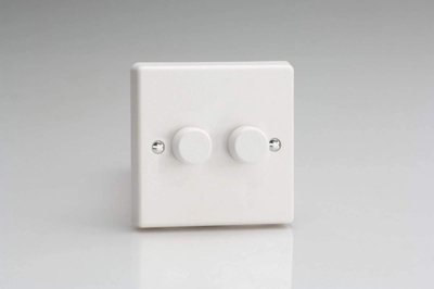 Varilight 2-Gang 1 Or 2 Way 2X400 Watt Push On/push Off Standard Dimmer Switch Classic White Plastic Hq83W from B&Q