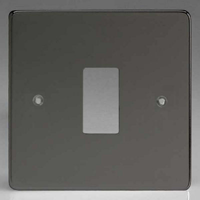 Varilight Flat Plate Powergrid Iridium Black 1-Gang Faceplate from B&Q