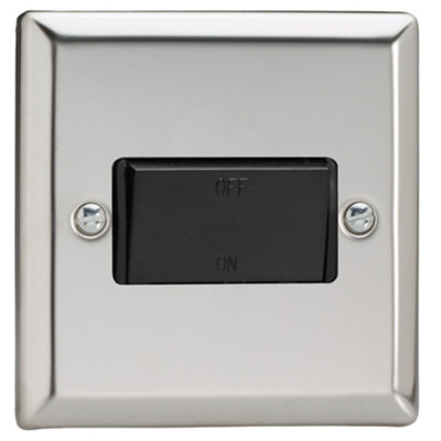 Varilight Fan Isolator SwitchClassic Mirror Chrome With Black RockerXcfib from B&Q