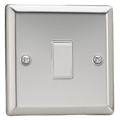 Varilight Single 20A Double Pole SwitchClassic Mirror Chrome With White RockerXc20W from B&Q