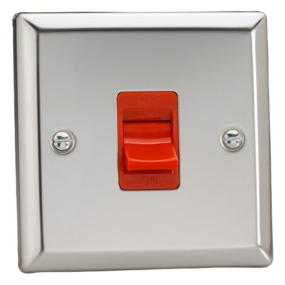 Varilight Single Cooker SwitchClassic Mirror Chrome With Red InsertXc45S from B&Q