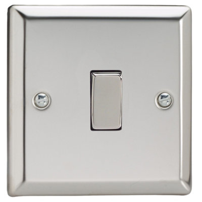 Varilight Single Rocker Light Switch IntermediateClassic Mirror Chrome With Chrome RockerXc7D from B&Q