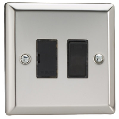 Varilight Switched Fused SpurClassic Mirror Chrome With Black InsertXc6B from B&Q