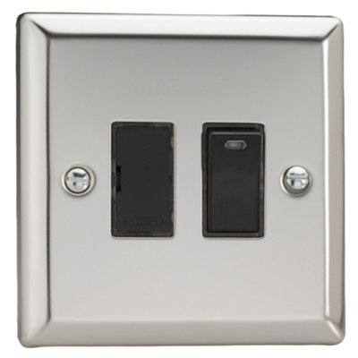 Varilight Switched Fused Spur With NeonClassic Mirror Chrome With Black InsertXc6Nb from B&Q