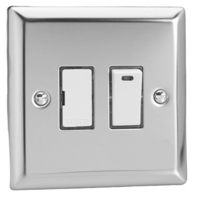 Varilight Switched Fused Spur With NeonClassic Mirror Chrome With White InsertXc6Nw from B&Q
