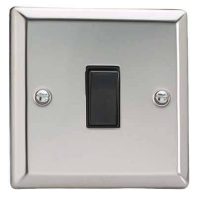 Varilight Single Rocker Light Switch IntermediateClassic Mirror Chrome With Black RockerXc7B from B&Q