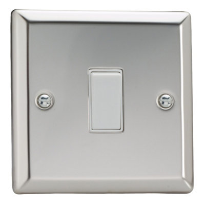 Varilight Single Rocker Light Switch IntermediateClassic Mirror Chrome With White RockerXc7W from B&Q