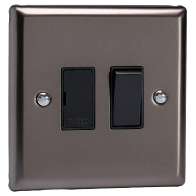 Varilight Switched Fused SpurClassic Pewter With Black InsertXr6B from B&Q