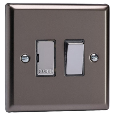 Varilight Switched Fused SpurClassic Pewter With Chrome InsertXr6D from B&Q