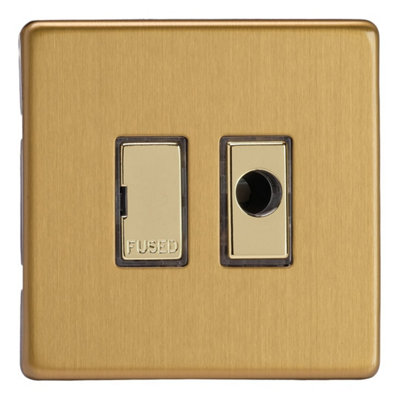 Varilight Unswitched Fused Spur With Flex OutletScrewless Brushed Brass With Polished Brass InsertXdb6Ufods from B&Q