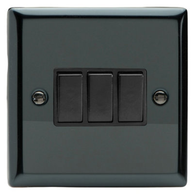 Varilight Triple Rocker Light Switch 2-WayClassic Iridium With Black RockersXi3B from B&Q