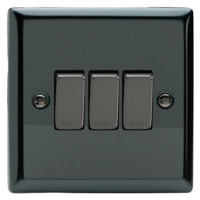 Varilight Triple Rocker Light Switch 2-WayClassic Iridium With Iridium RockersXi3D from B&Q
