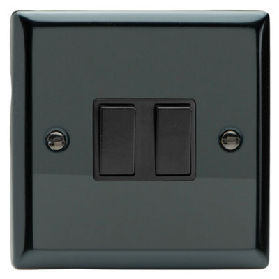 Varilight Double Rocker Light Switch 2-Way & IntermediateClassic Iridium With Black RockersXi71B from B&Q