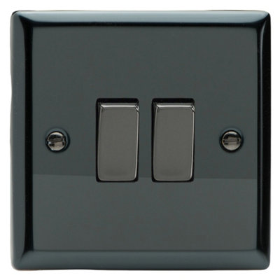 Varilight Double Rocker Light Switch 2-Way & IntermediateClassic Iridium With Iridium RockersXi71D from B&Q