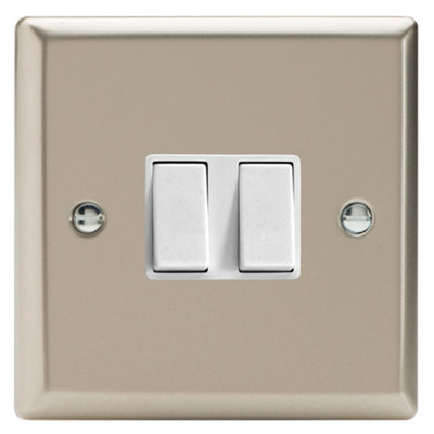 Varilight 2-Gang 10A 1- Or 2-Way Rocker Switch Satin